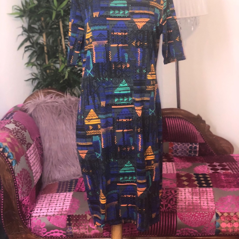 LULAROE MID SLEEVE AZTEC PRINT DREES (LARGE) - Picture 5 of 6